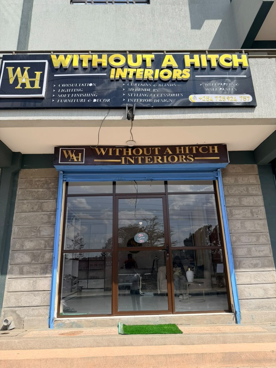 Without A Hitch Interiors storefront at Canaan Plaza in Syokimau